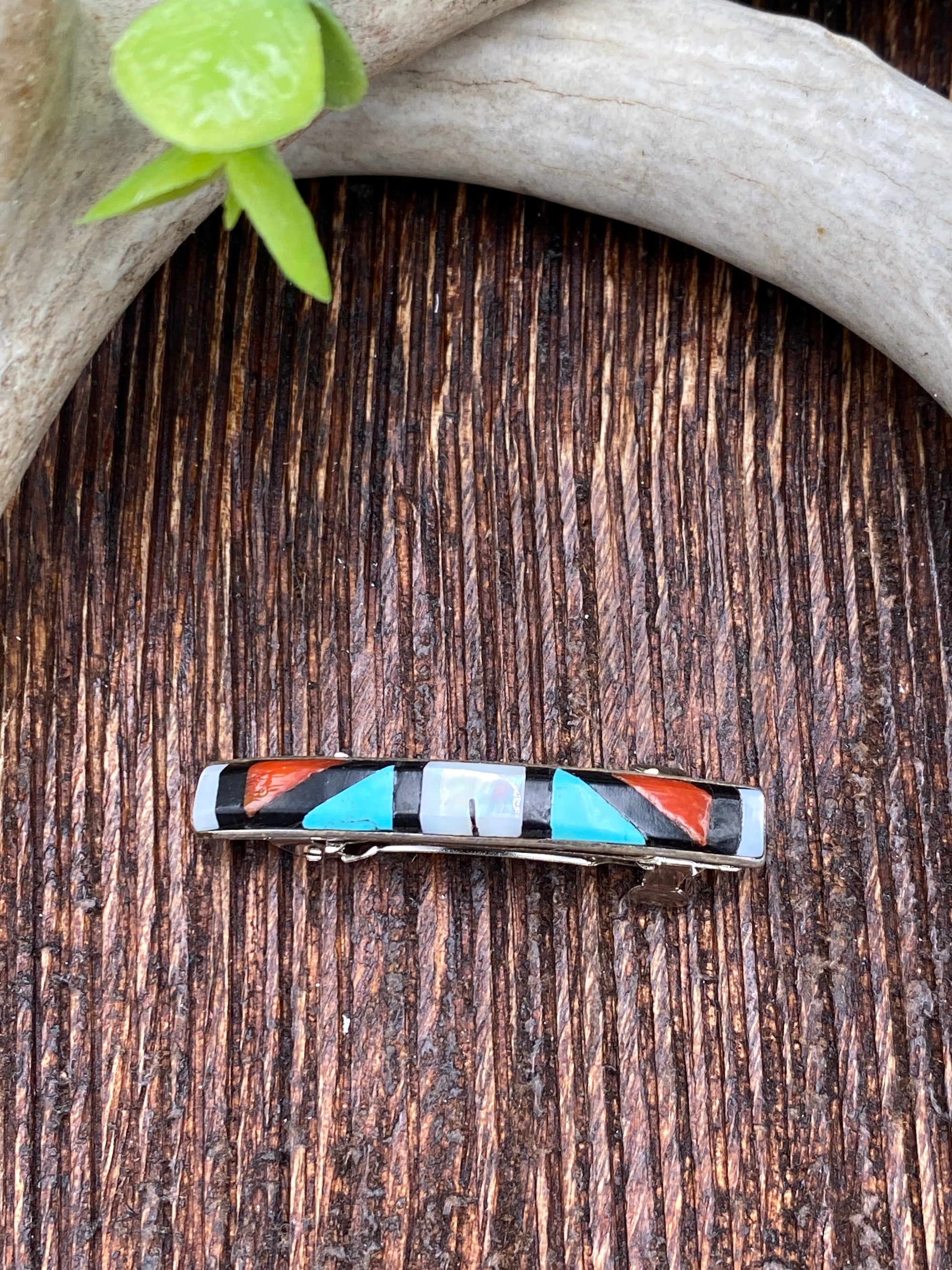 Preston Turquoise Pearl Inlay Sterling Barrette