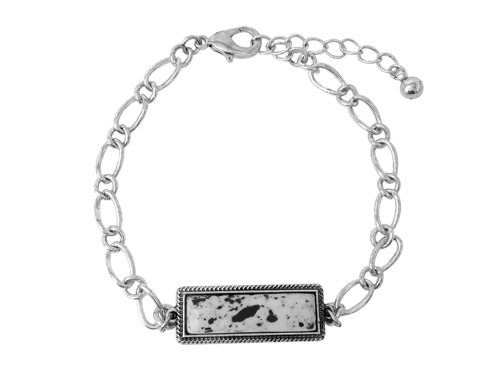 Margaret Fashion Link Chain Bracelet With Stone Bar Accent - White Buffalo