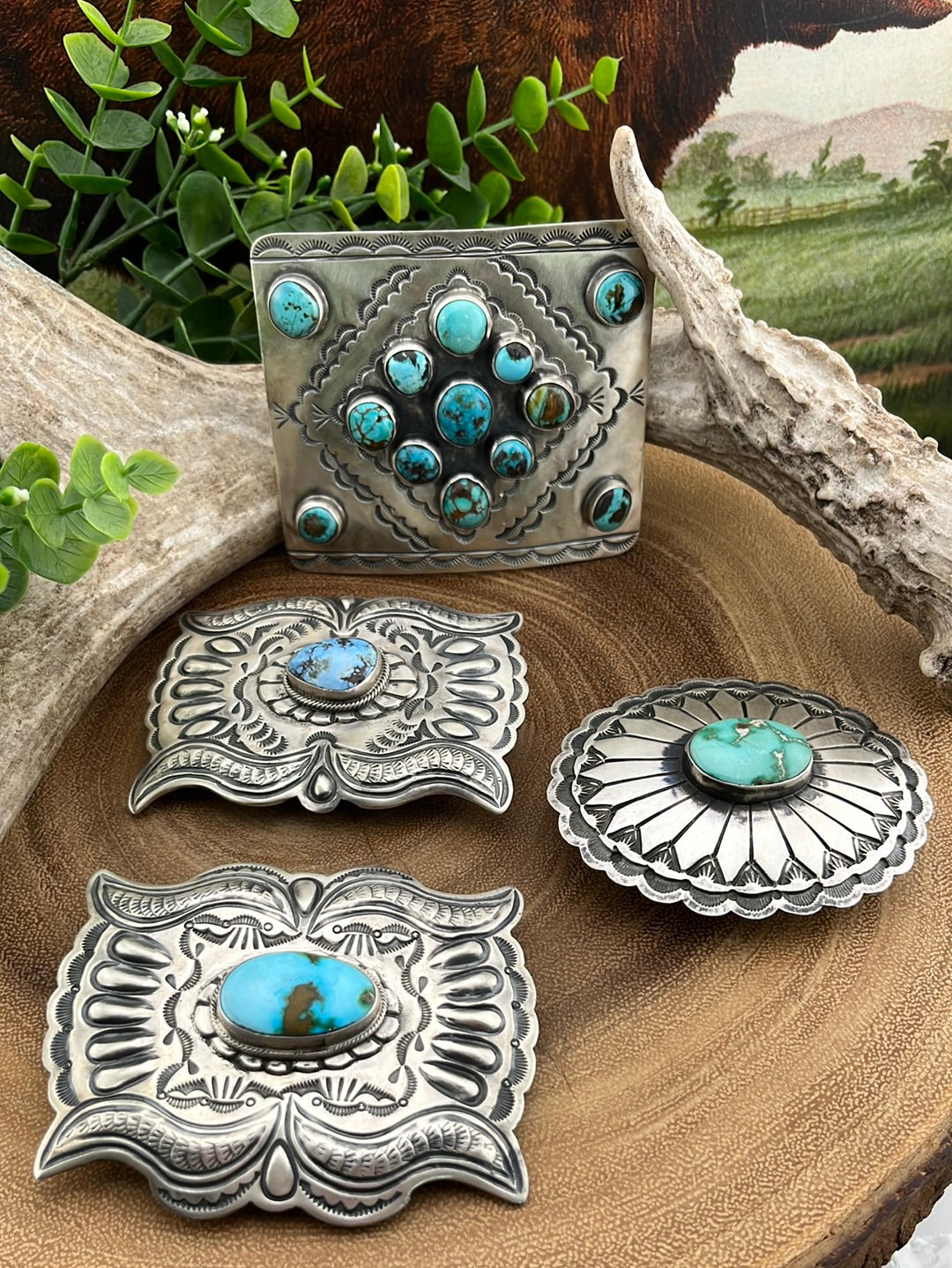 Sterling silver belt 2024 buckle with turquoise