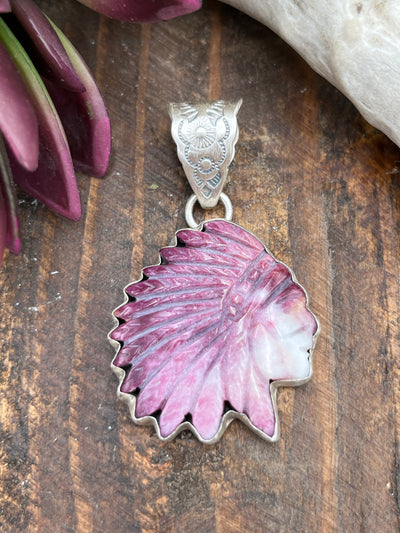 Blaine Spiny Stone Headdress Sterling Pendant