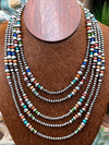 Wilson Sterling Navajo, Lapis, Turquoise & Spiny Bead Necklace