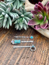 Bridgerton Turquoise & Rhinestone Fashion Silver 3 Piece Hair Pin Set