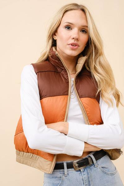 Trina Reversible Cropped Puffer Vest