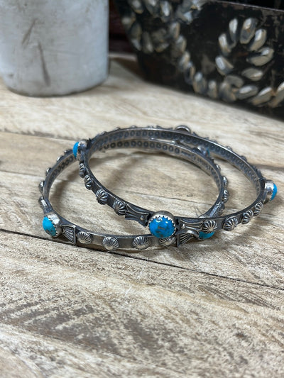 Clearwater Slim Sterling Bracelet With Stone Accents - Turquoise