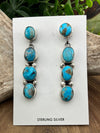 Thelma Stone Post Earrings With Stacked Stone Drop - Turquoise