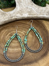 Harpe 2 Stand Turquoise Heishi Teardrop Earrings - 4.5"