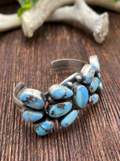 Twin Falls Golden Hills Turquoise Cluster Cuff With Double Band