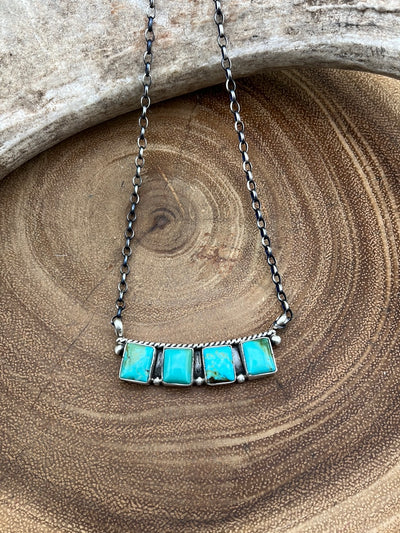 Destiny 4 Stone Bar Turquoise Necklace