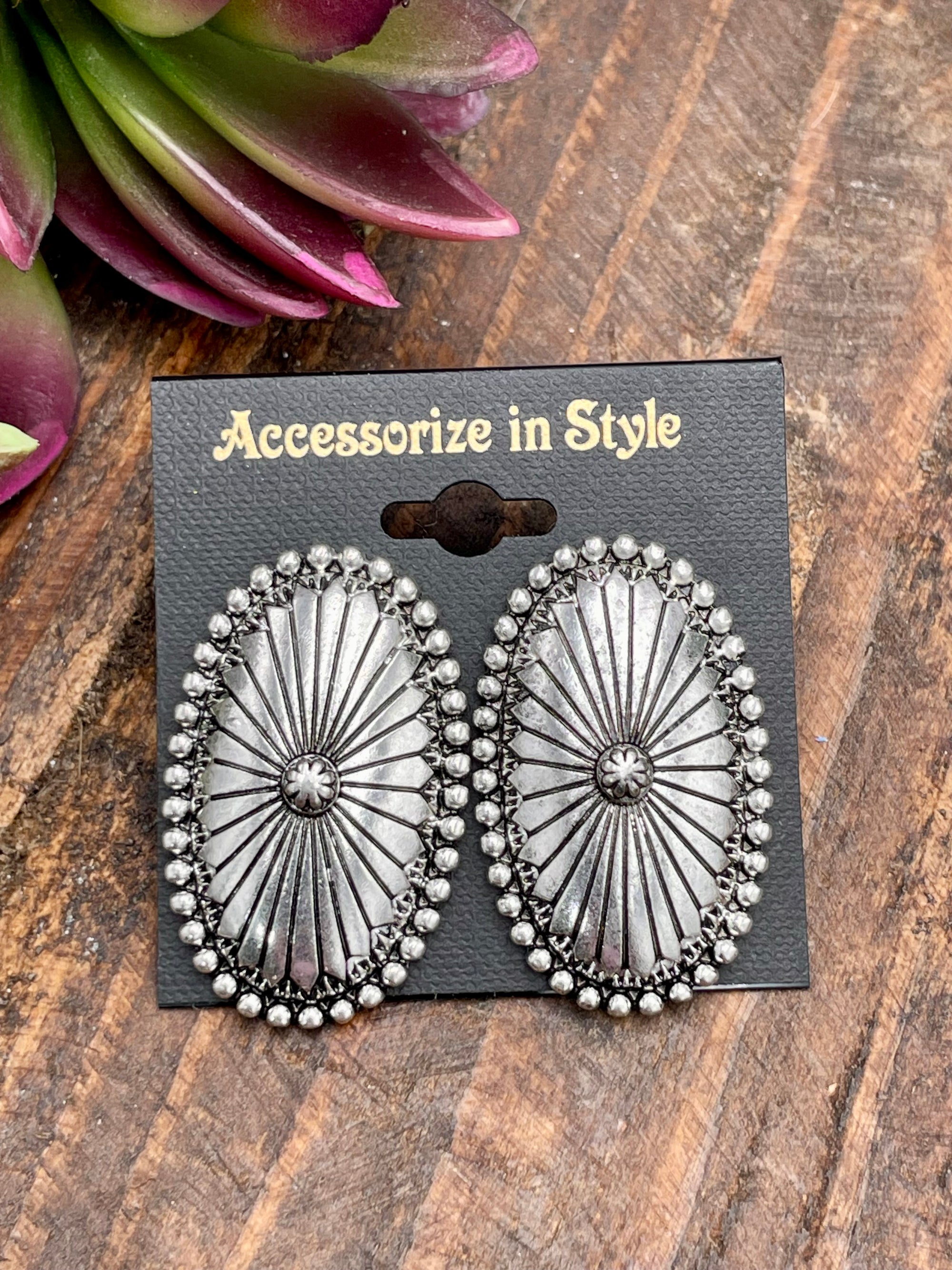 Athena Fashion Oval Concho Earrings