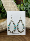 Little Elm Turquoise & Sterling Bead Teardrop Fish Hook Earrings - 2.25"