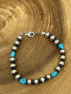 Montana Sky 8mm Navajo Pearl & Turquoise Bracelet 7.5