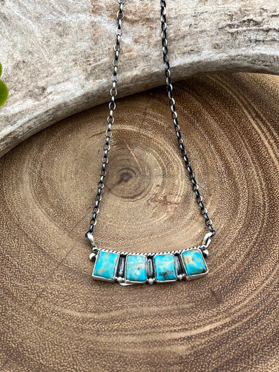 Destiny 4 Stone Bar Turquoise Necklace