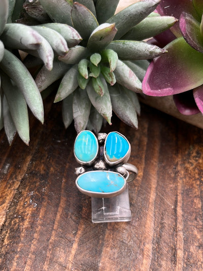 Carter Cluster Stone Turquoise Ring - Adjustable