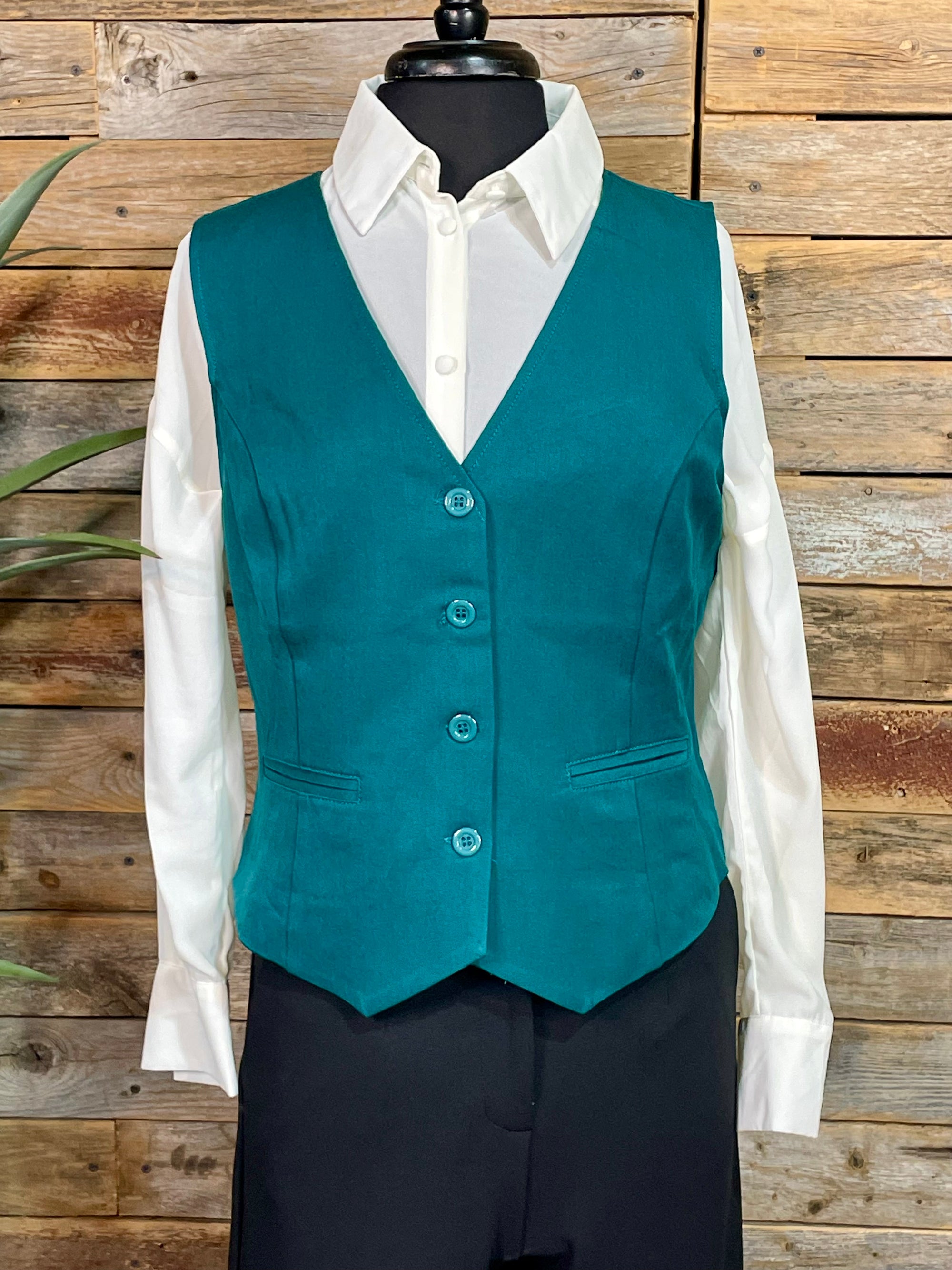 Mazey Solid Woven 4 Button Vest