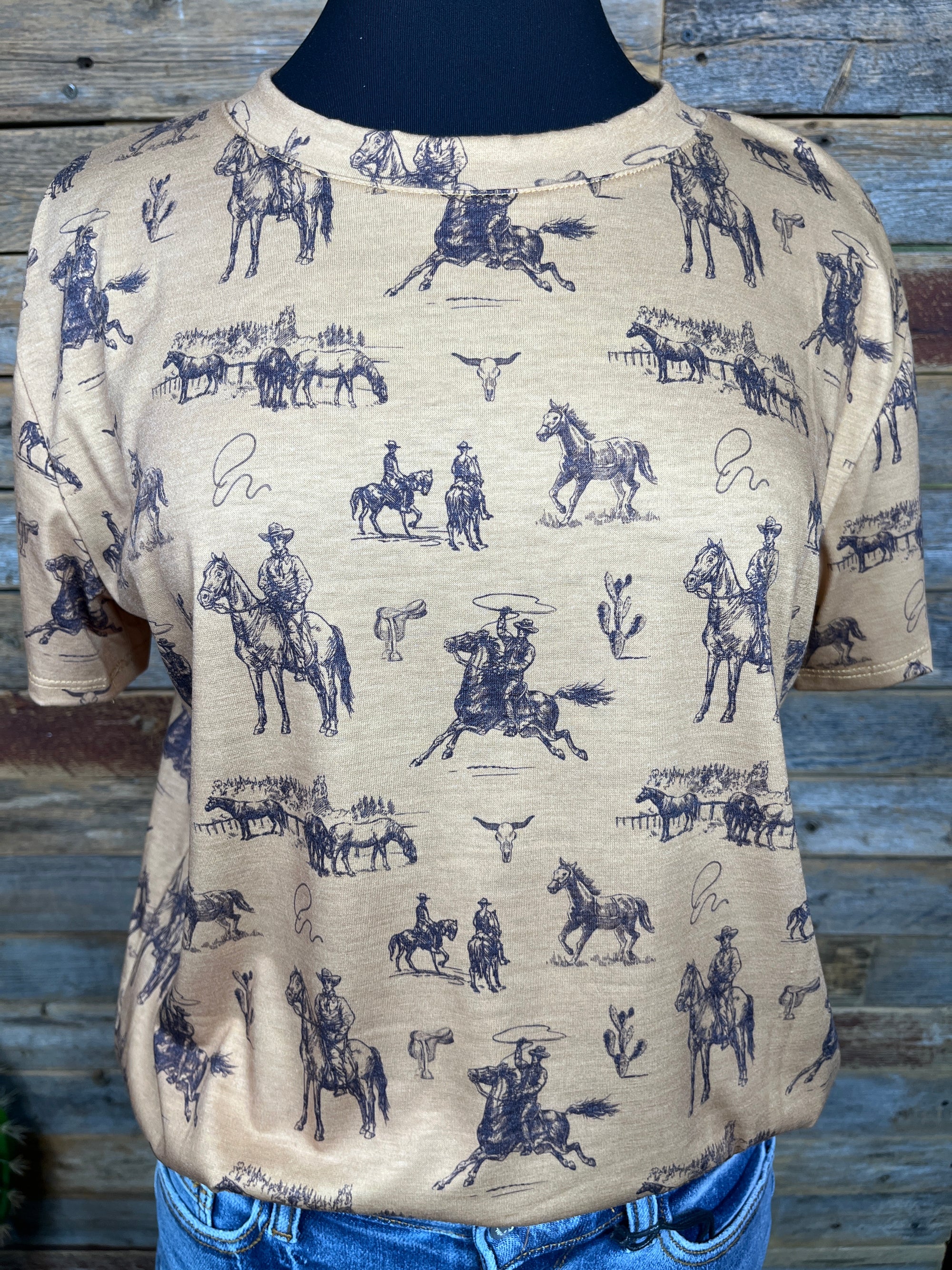 Horseman Round Up Toss Print Tee