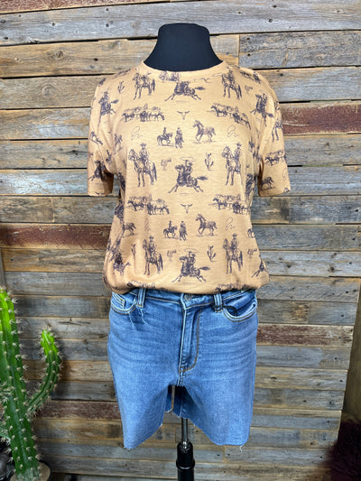 Horseman Round Up Toss Print Tee