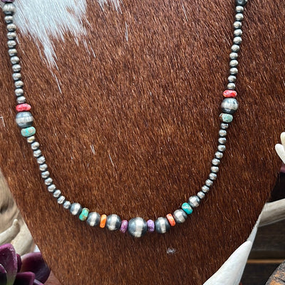 Ellen Sterling Navajo, Turquoise & Spiny Bead Necklace - 36"