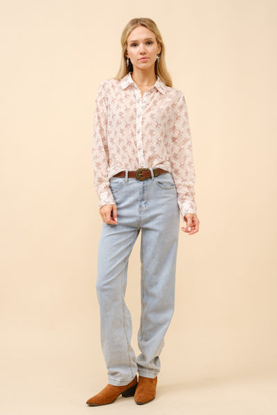 Dally Chiffon Western Print Blouse