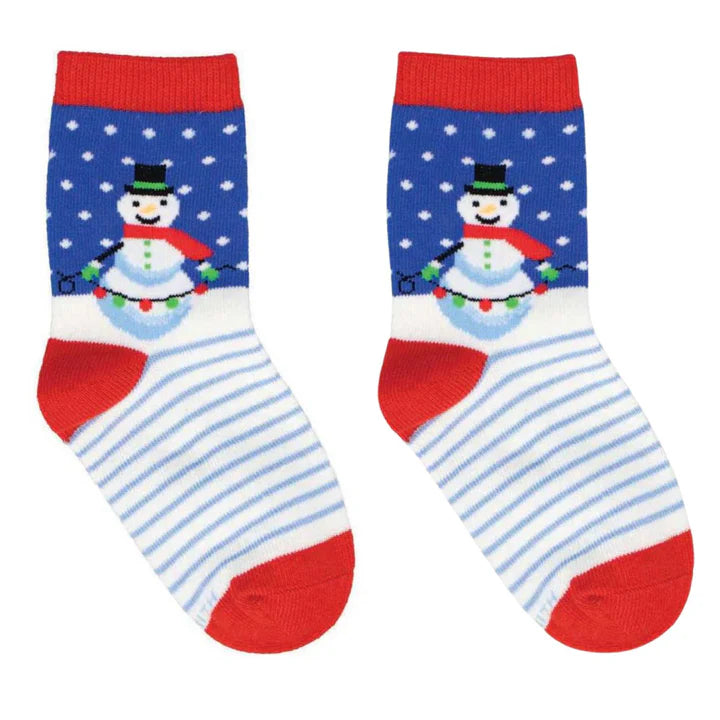 Kids Festive Snowman Sock - Blue