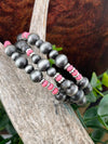 Feeling Cute Varied Navajo & Slim Bead Stretch Bracelet Set - Pink