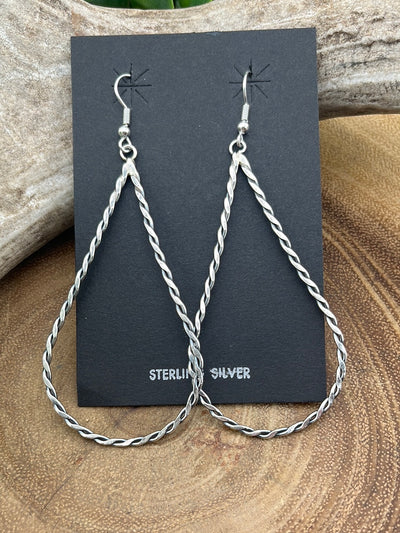 Sterling Twisted Wire Teardrop Hook Earrings