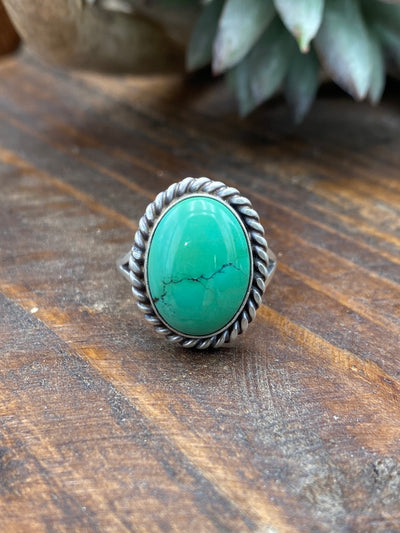 Ava Sterling Roped Oval Turquoise Ring