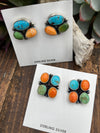 Macchiato Sterling Turquoise & Orange Spiny Earrings