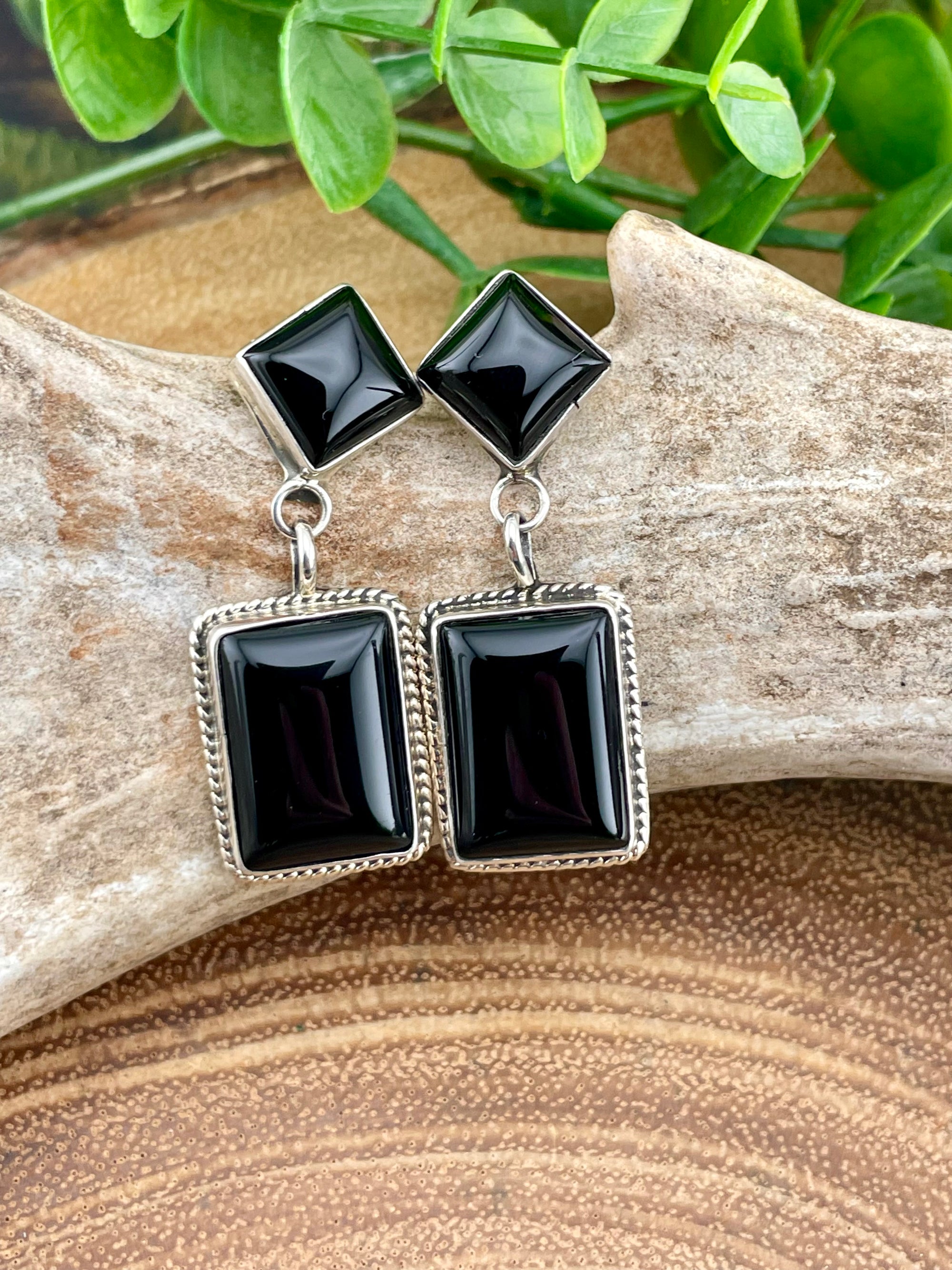 Kate Onyx Double Stone Earrings