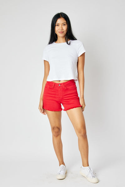 Zoe Judy Red Fray Short