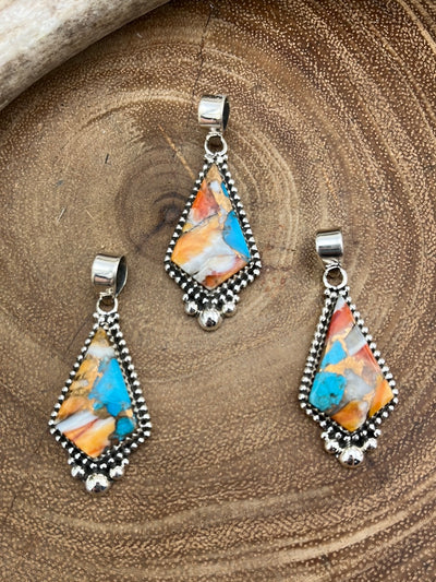 Eisenhower Orange Spiny & Turquoise Mix Pendant