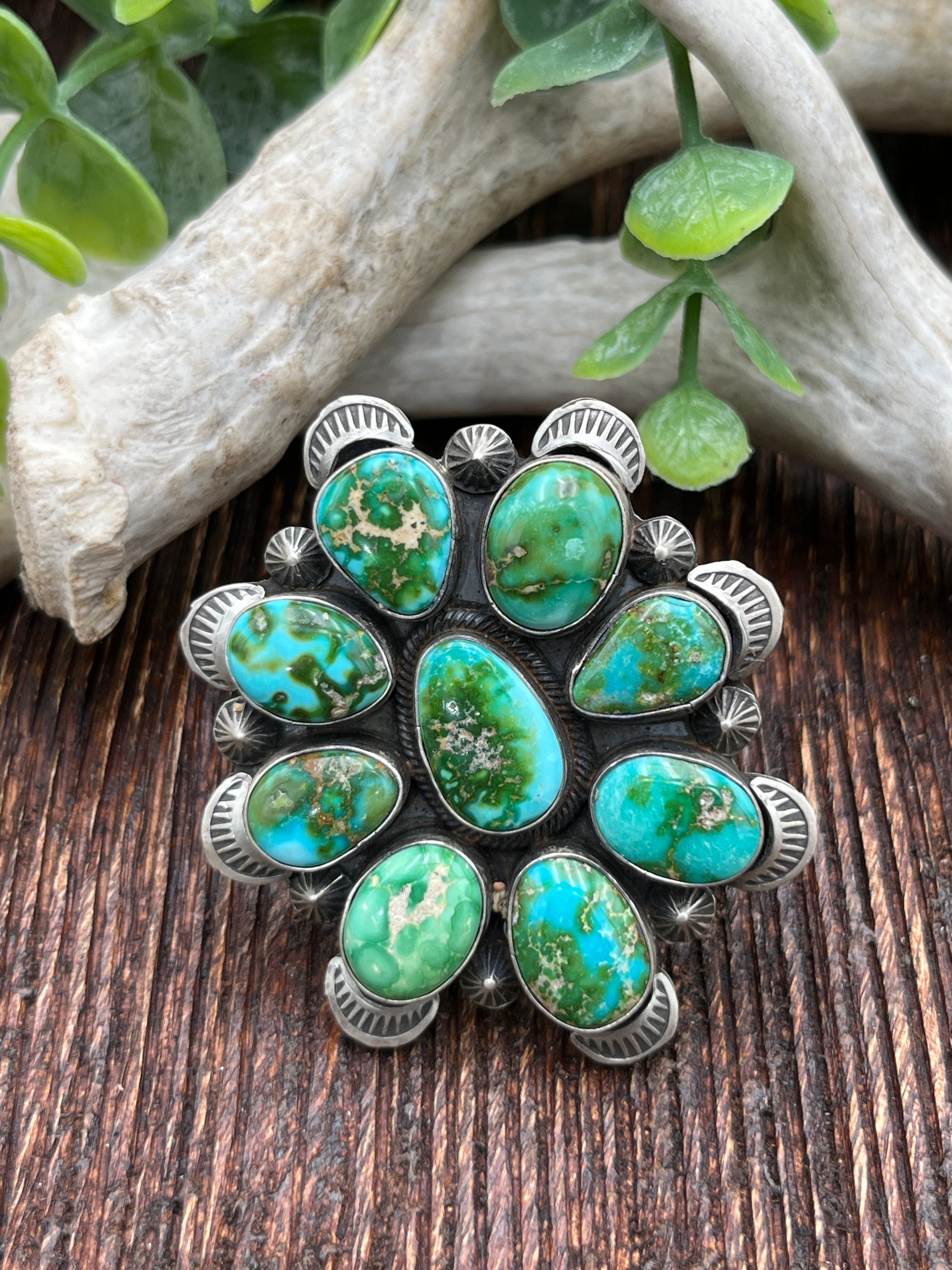 Mesa Turquoise 9 Stone Adjustable Ring