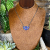 Lapis Sterling Link Chain Half Cluster Stone Pendant