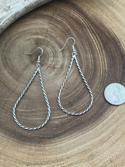 Sterling Twisted Wire Teardrop Hook Earrings