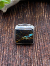 Sterling Stamped Band Dark Turquoise Ring