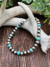 Post Falls 6mm Navajo Pearl & Turquoise Bead Bracelet