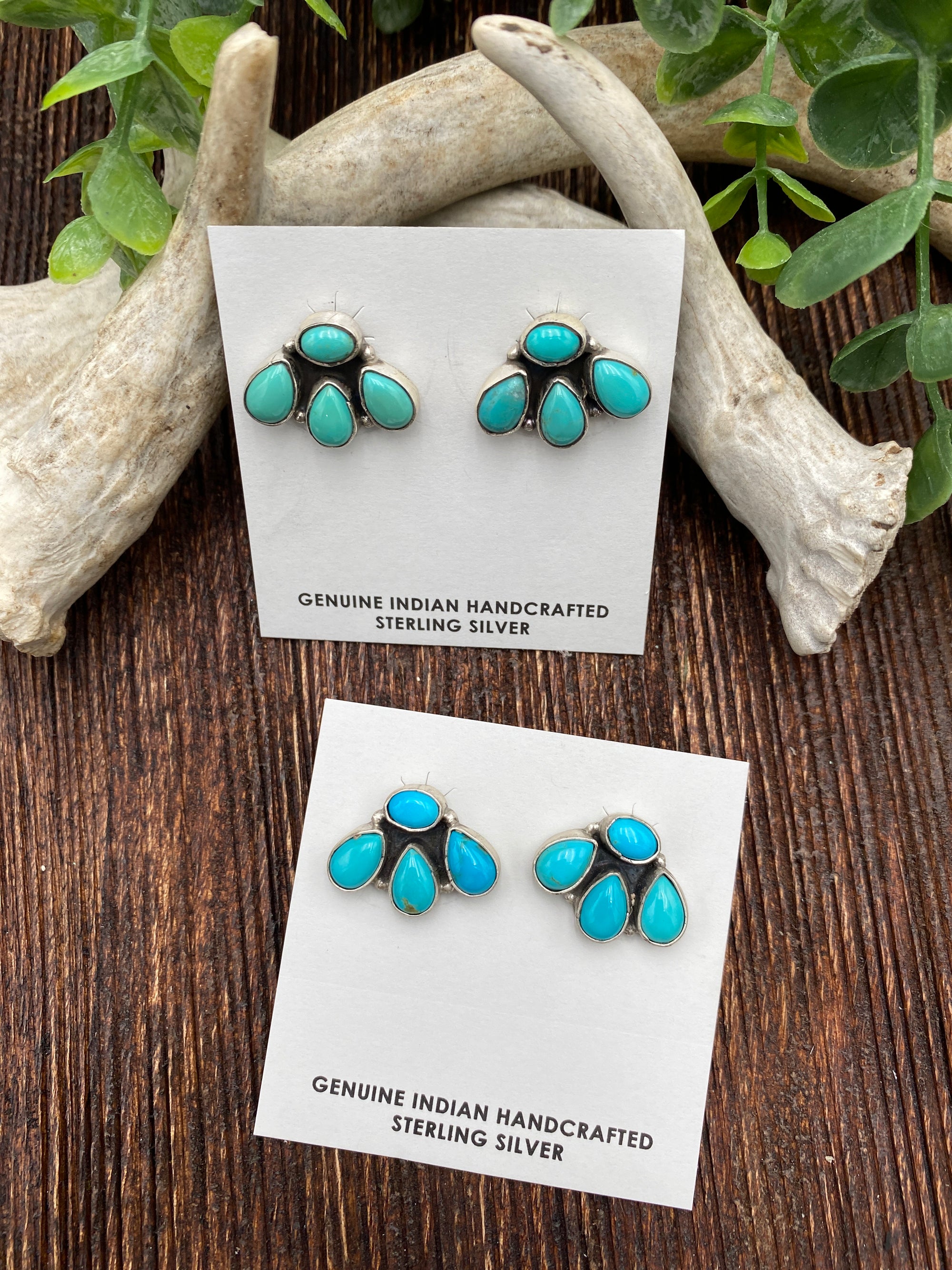 Raindrop Sterling 4 Stone Earrings - Turquoise