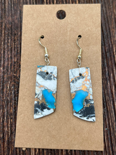 Campion Sterling Turquoise & White Buffalo Mix Slab Earrings