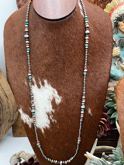 Ellen Sterling Navajo, Turquoise & Spiny Bead Necklace - 36"