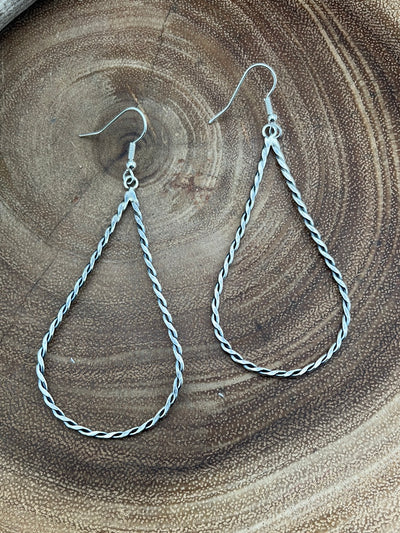 Sterling Twisted Wire Teardrop Hook Earrings