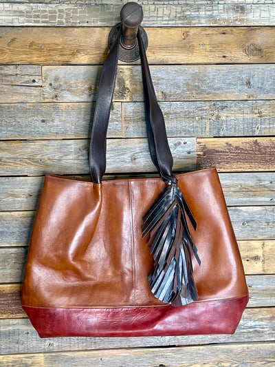 Leather Feather Fringe Handbag