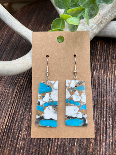 Campion Sterling Turquoise & White Buffalo Mix Slab Earrings