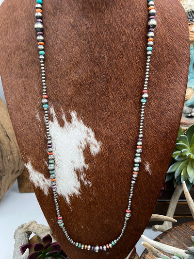 Ellen Sterling Navajo, Turquoise & Spiny Bead Necklace - 36"