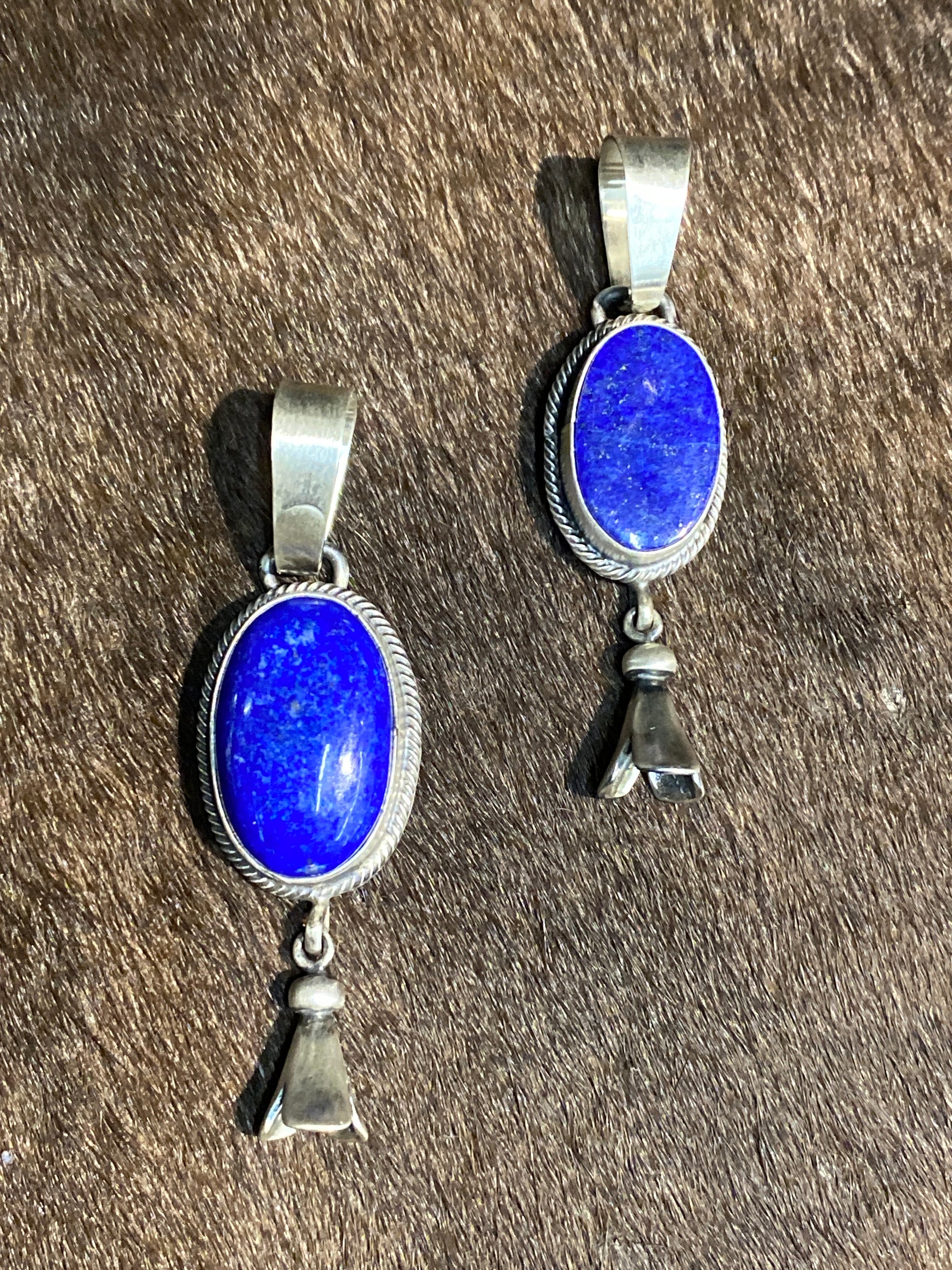 Vela Sterling Lapis Blue Oval Flute Blossom Pendant