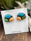 Macchiato Sterling Turquoise & Orange Spiny Earrings