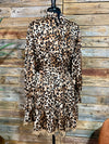 Polly Satin High Neck Animal Print Dress