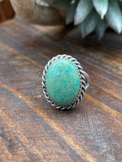 Ava Sterling Roped Oval Turquoise Ring