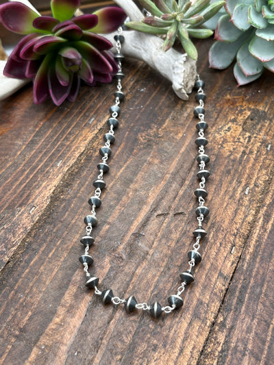 Gallatin Sterling Linked Navajo Saucer Necklace - 24"