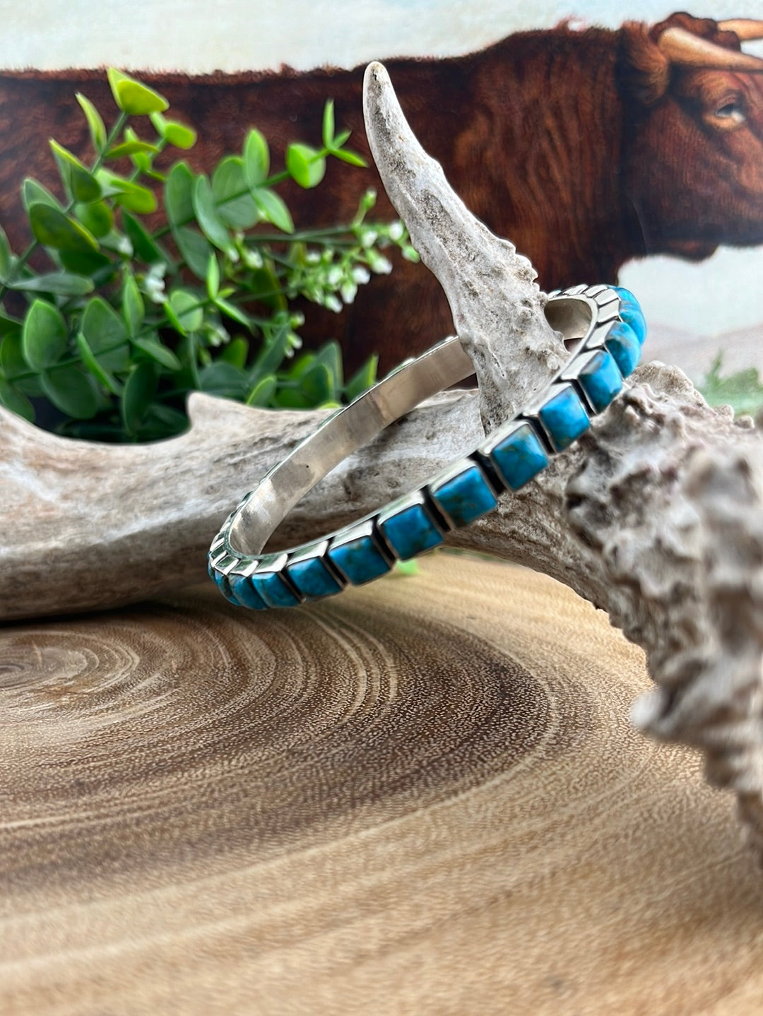 Hada Sterling Silver Kingman Turquoise Bangle