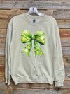 Christmas Light Grinchy Bow Sweatshirt