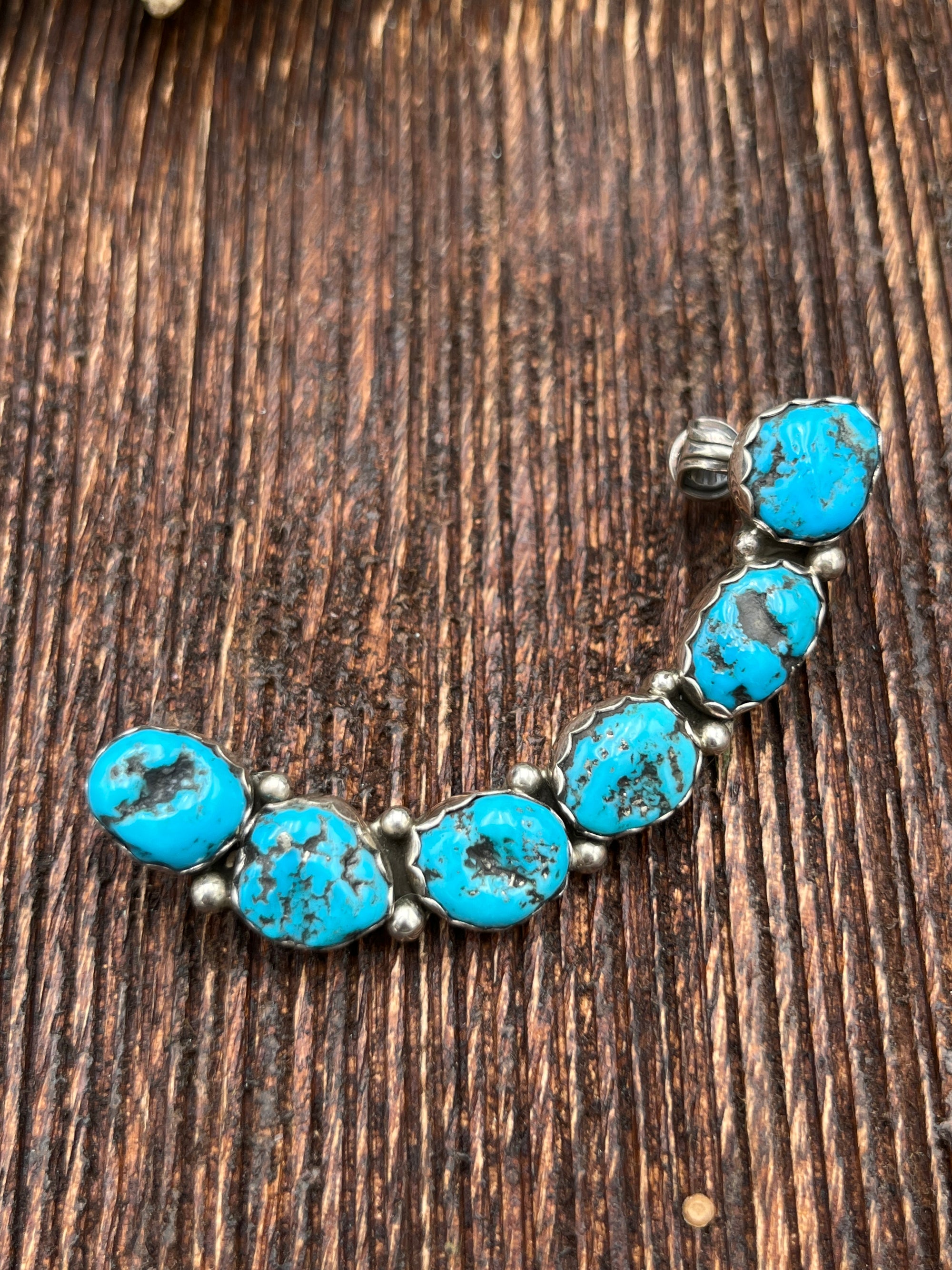 Gilbert Sterling 6 Stone Natural Turquoise Ear Crawler